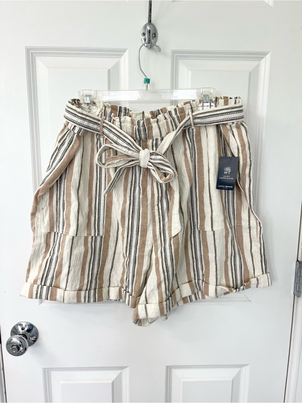 NWT Lucky Brand paper bag linen blend shorts XL